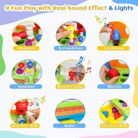 HKM-328595 Toddler Tool Bench Set with Shape Sorter and Mechanic Tools for Role Play Activities