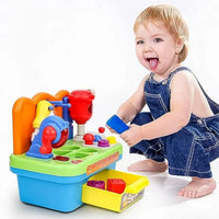 HKM-328595 Toddler Tool Bench Set with Shape Sorter and Mechanic Tools for Role Play Activities