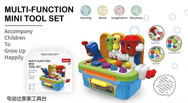 HKM-328595 Toddler Tool Bench Set with Shape Sorter and Mechanic Tools for Role Play Activities