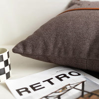 HKM-328851 Modern Polyester Bedhead Pillowcase with PP Cotton Filling - 45x45cm (Brown/Off-white)