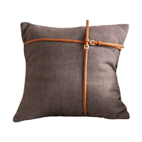 HKM-328851 Modern Polyester Bedhead Pillowcase with PP Cotton Filling - 45x45cm (Brown/Off-white)