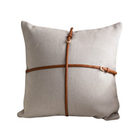 HKM-328851 Modern Polyester Bedhead Pillowcase with PP Cotton Filling - 45x45cm (Brown/Off-white)