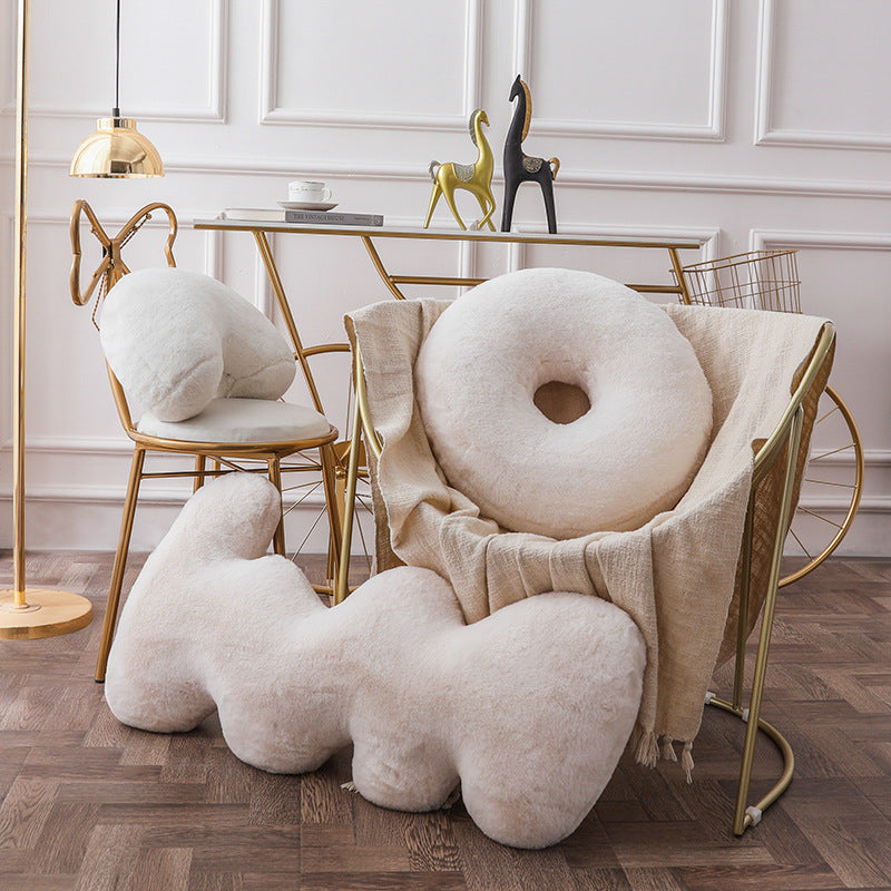 HKM-328915 Nordic Style Plush Rabbit Velvet Decorative Pillow - Various Shapes and Sizes