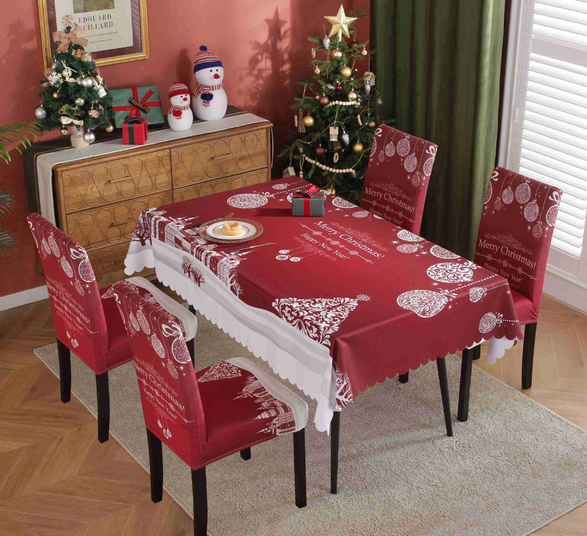 HKM-328915 Waterproof and Oil-Proof Christmas Tablecloth in Various Festive Designs and Sizes