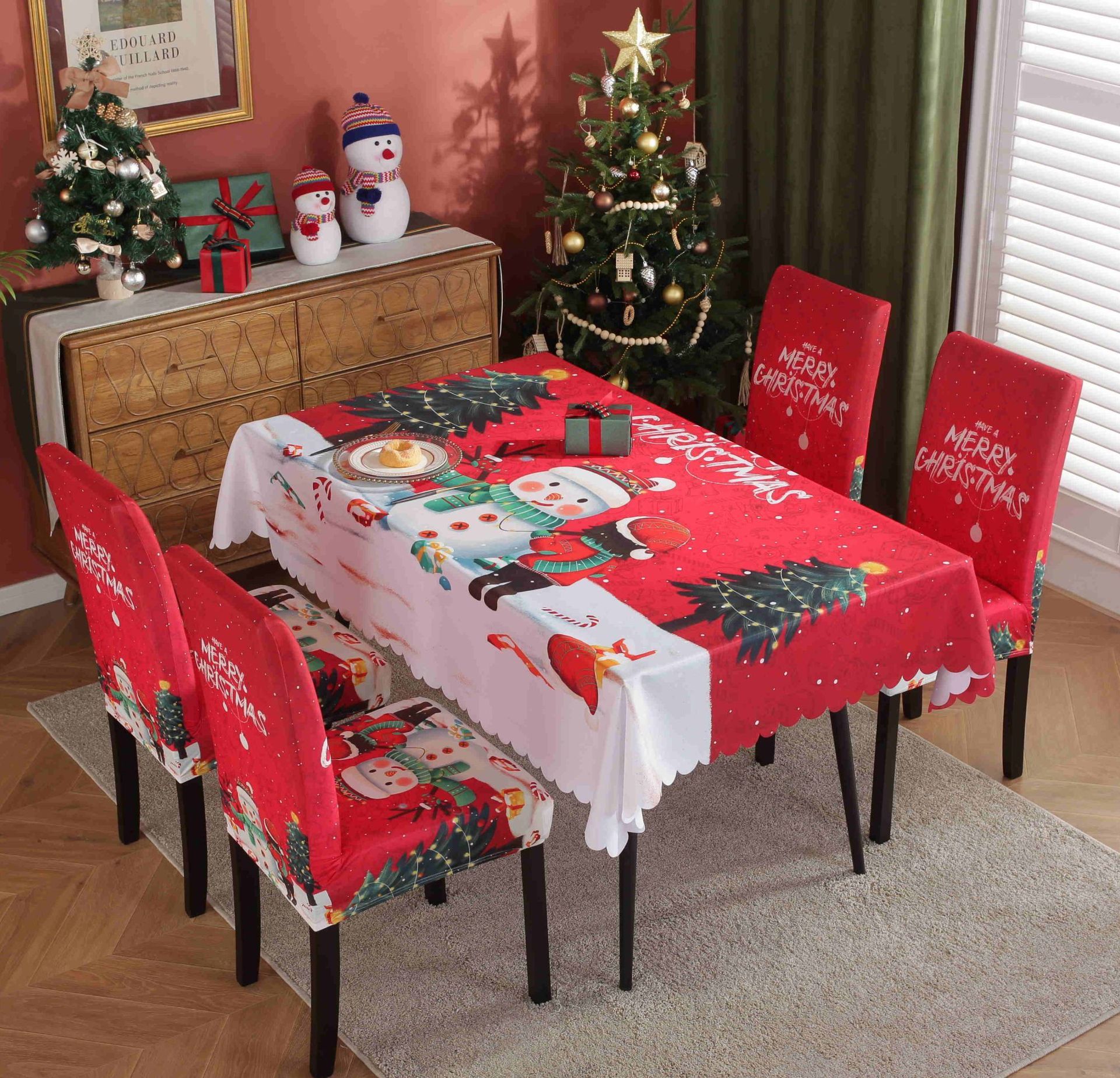 HKM-328915 Waterproof and Oil-Proof Christmas Tablecloth in Various Festive Designs and Sizes