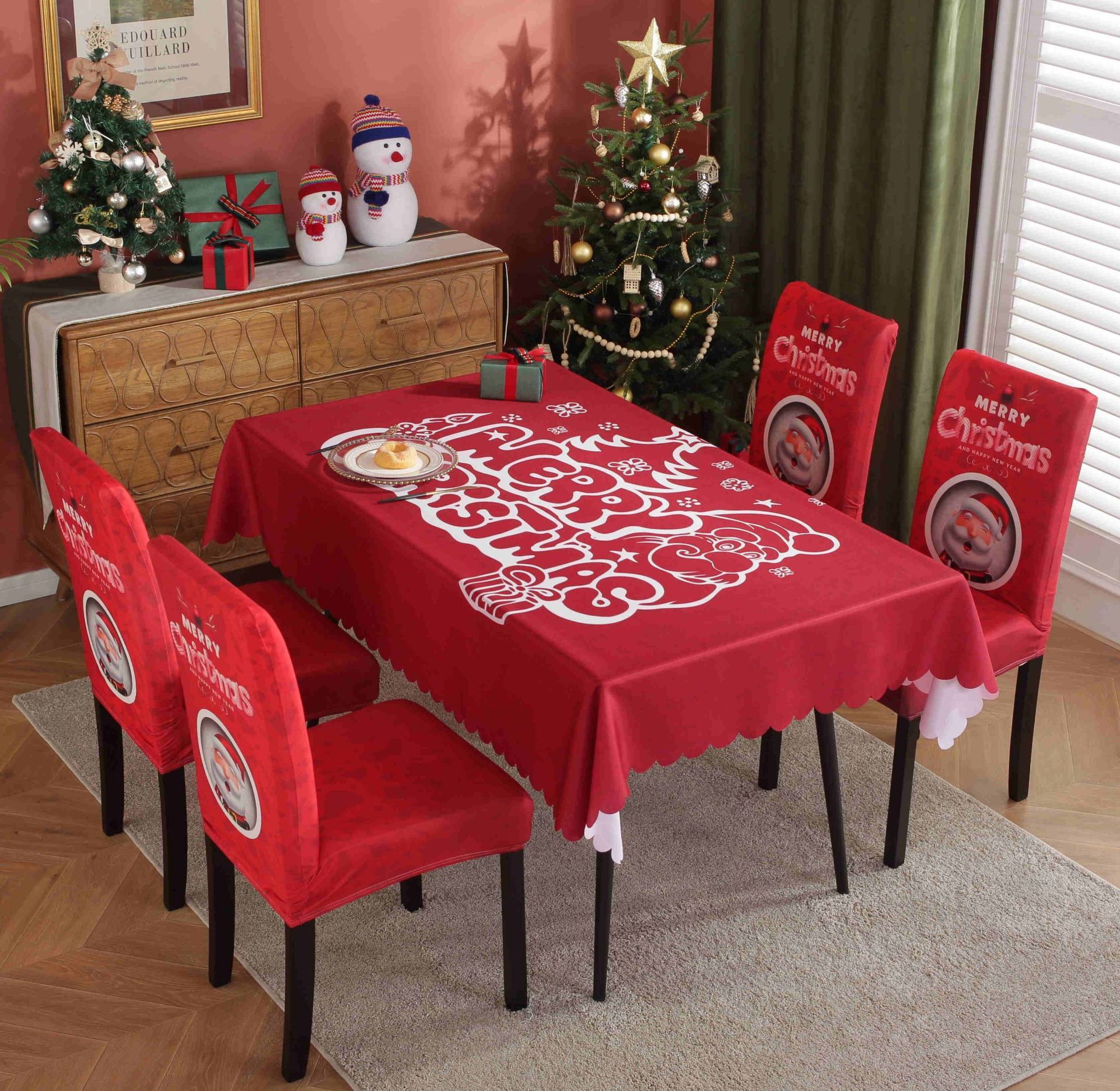 HKM-328915 Waterproof and Oil-Proof Christmas Tablecloth in Various Festive Designs and Sizes