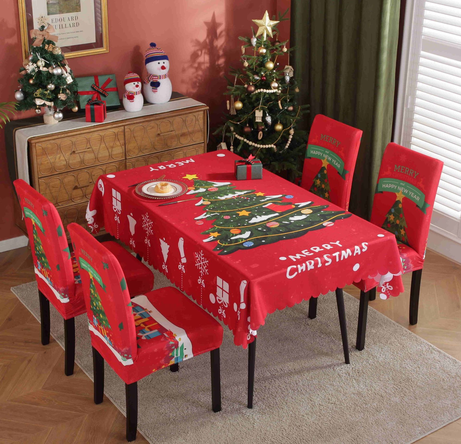 HKM-328915 Waterproof and Oil-Proof Christmas Tablecloth in Various Festive Designs and Sizes
