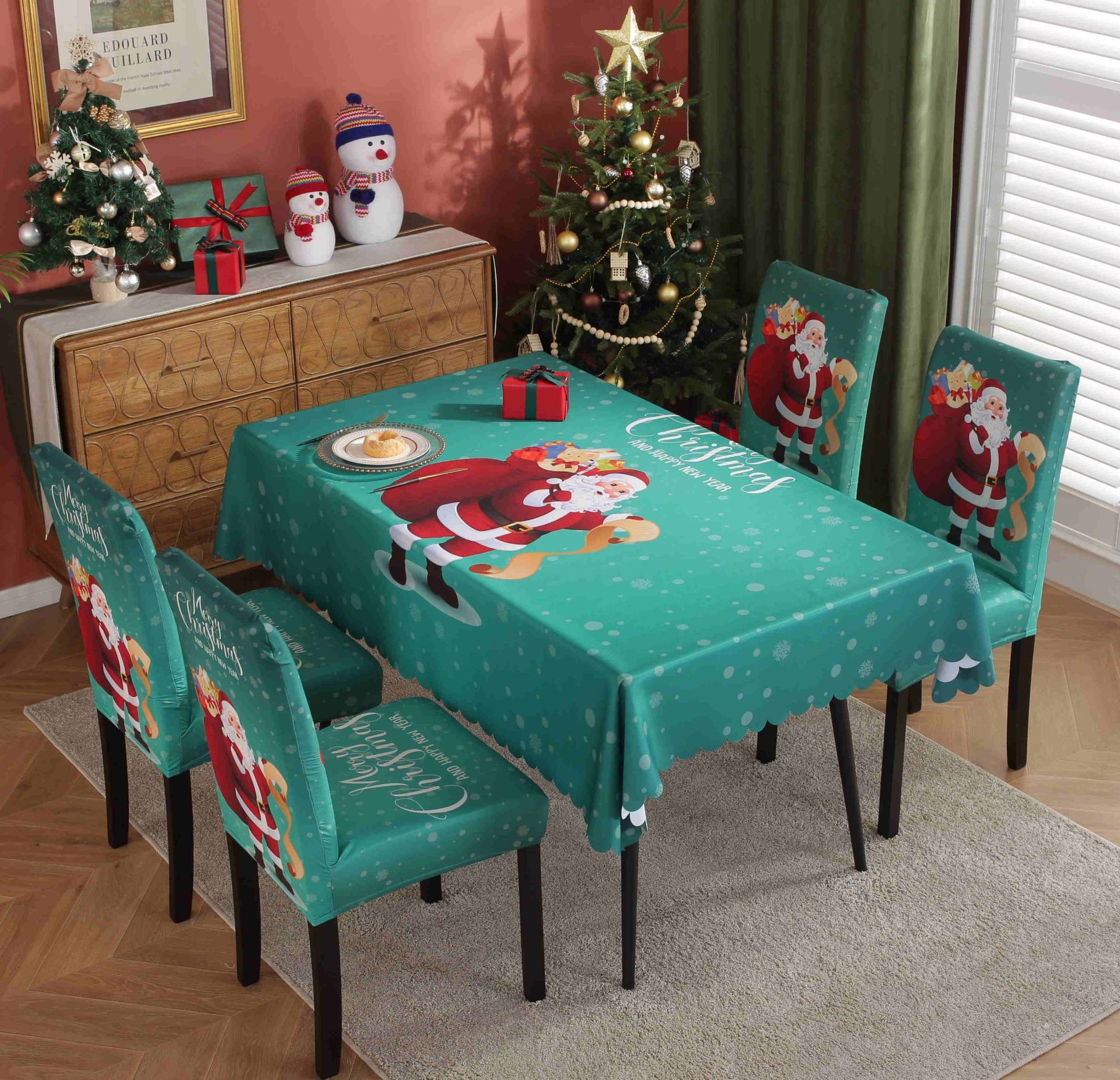 HKM-328915 Waterproof and Oil-Proof Christmas Tablecloth in Various Festive Designs and Sizes
