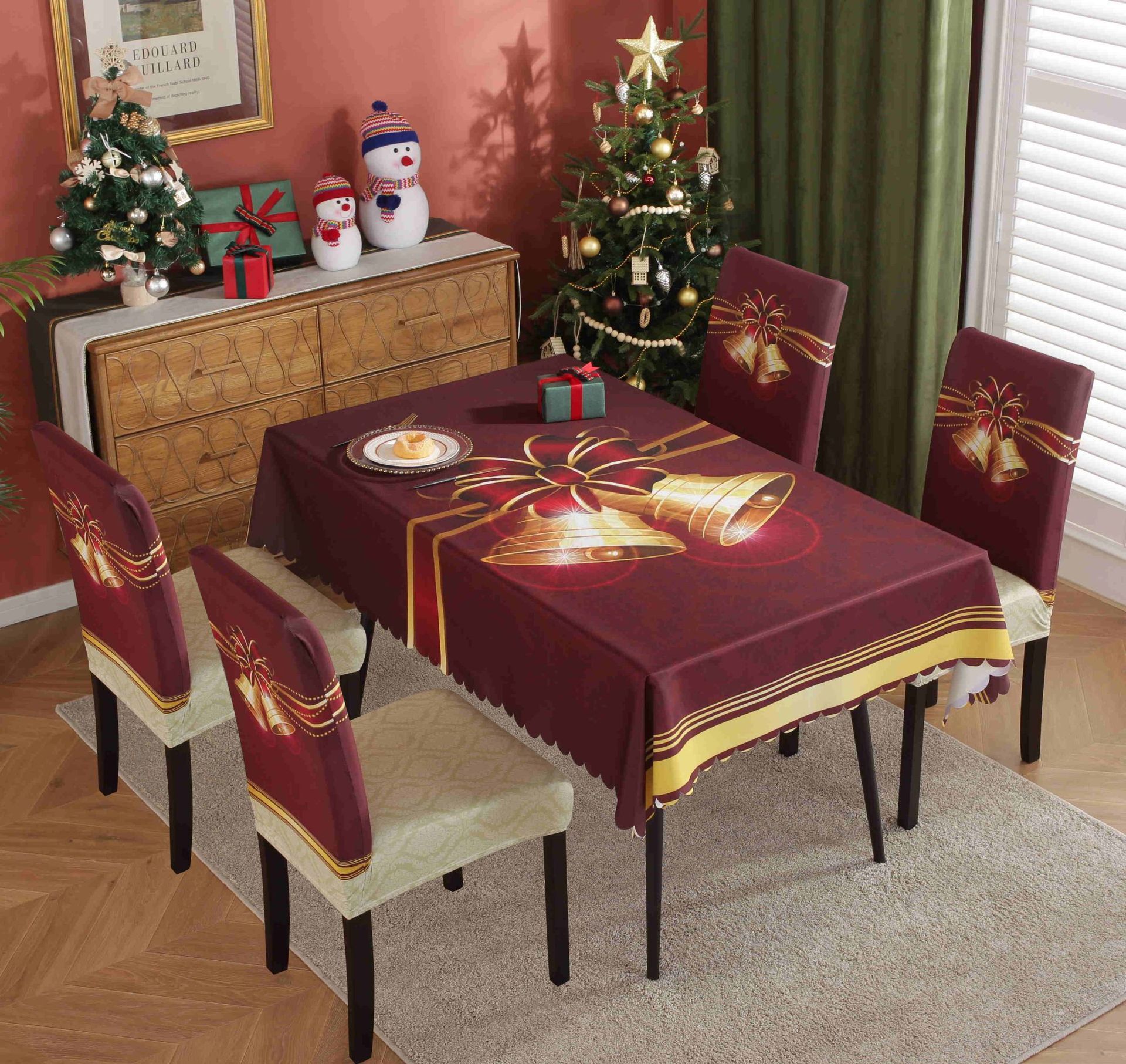 HKM-328915 Waterproof and Oil-Proof Christmas Tablecloth in Various Festive Designs and Sizes