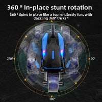 HKM-329043 Five-Wheel Stunt RC Car with 360-Degree Spins, Flip Action, Off-Road Capability, Lights, and Remote Control