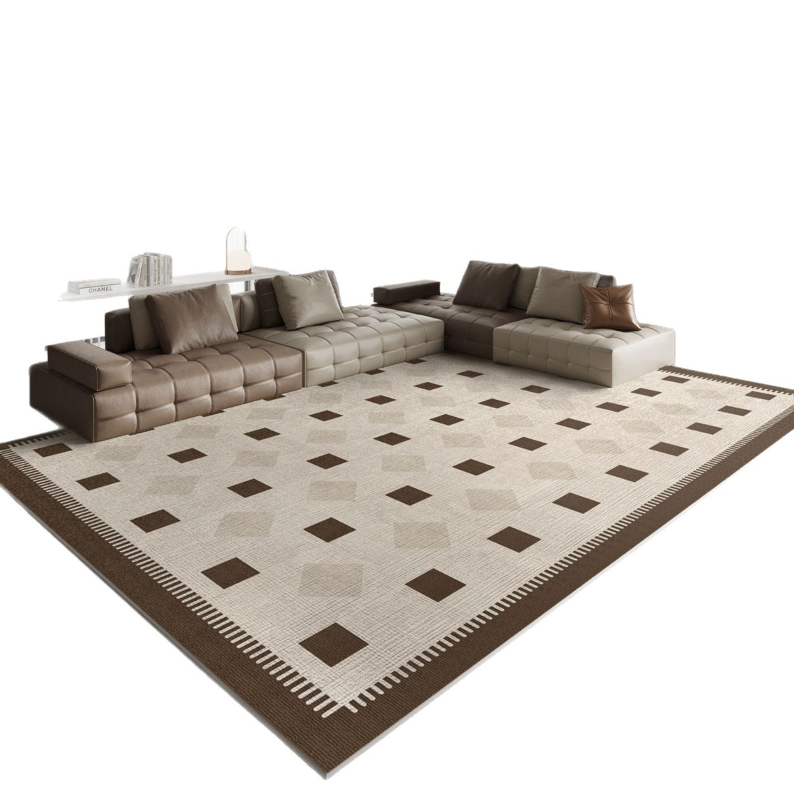 KTX-329043 Geometric Pattern Stain-resistant Non-slip Crystal Velvet Carpet in Multiple Sizes