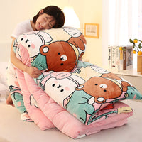 HKM-329107 Double-Sided Fleece Quilt for Dorms - Soft Polyester with Fun Prints