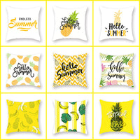 HKM-329171 Bright Yellow Pineapple Lumbar Pillowcase - Nordic Style Peach Skin Cushion Cover 45x45cm