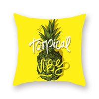 HKM-329171 Bright Yellow Pineapple Lumbar Pillowcase - Nordic Style Peach Skin Cushion Cover 45x45cm