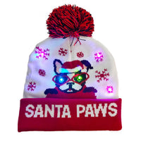 HKM-329235 Knitted LED Light-Up Christmas Hat for Adults and Kids - Festive Beanie Snowman Design