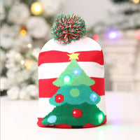 HKM-329235 Knitted LED Light-Up Christmas Hat for Adults and Kids - Festive Beanie Snowman Design