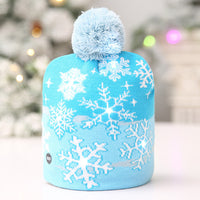 HKM-329235 Knitted LED Light-Up Christmas Hat for Adults and Kids - Festive Beanie Snowman Design