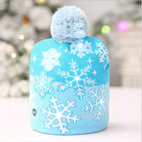 HKM-329235 Knitted LED Light-Up Christmas Hat for Adults and Kids - Festive Beanie Snowman Design