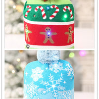HKM-329235 Knitted LED Light-Up Christmas Hat for Adults and Kids - Festive Beanie Snowman Design
