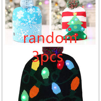 HKM-329235 Knitted LED Light-Up Christmas Hat for Adults and Kids - Festive Beanie Snowman Design