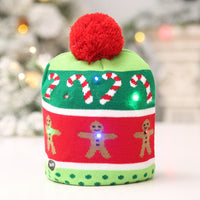 HKM-329235 Knitted LED Light-Up Christmas Hat for Adults and Kids - Festive Beanie Snowman Design