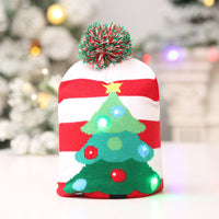 HKM-329235 Knitted LED Light-Up Christmas Hat for Adults and Kids - Festive Beanie Snowman Design