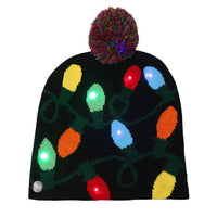 HKM-329235 Knitted LED Light-Up Christmas Hat for Adults and Kids - Festive Beanie Snowman Design