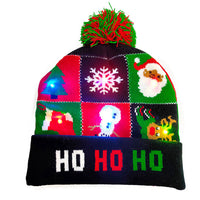 HKM-329235 Knitted LED Light-Up Christmas Hat for Adults and Kids - Festive Beanie Snowman Design