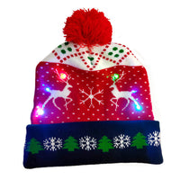 HKM-329235 Knitted LED Light-Up Christmas Hat for Adults and Kids - Festive Beanie Snowman Design