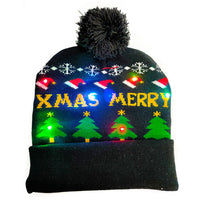 HKM-329235 Knitted LED Light-Up Christmas Hat for Adults and Kids - Festive Beanie Snowman Design
