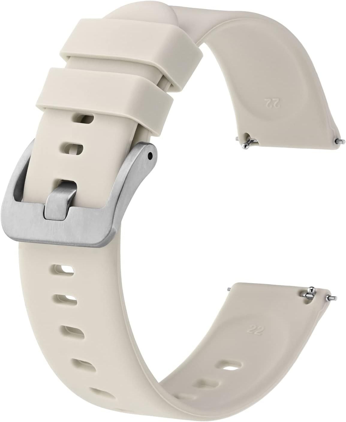 HKM-329299 Slim Silicone Watch Bands with Quick Release - 22mm, Adjustable & Breathable for Comfortable Fit