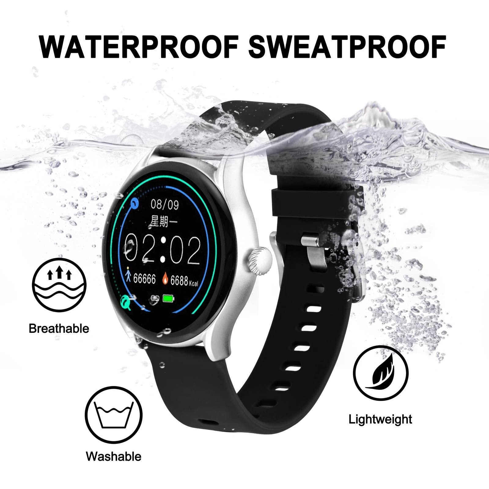 HKM-329299 Slim Silicone Watch Bands with Quick Release - 22mm, Adjustable & Breathable for Comfortable Fit