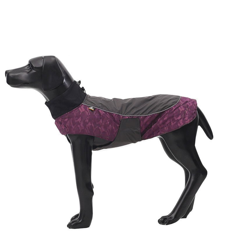 HKM-329299 Winter Sports Jacket for Medium and Large Dogs - Windproof and Warm in Army Green, Sapphire Blue, Fuchsia