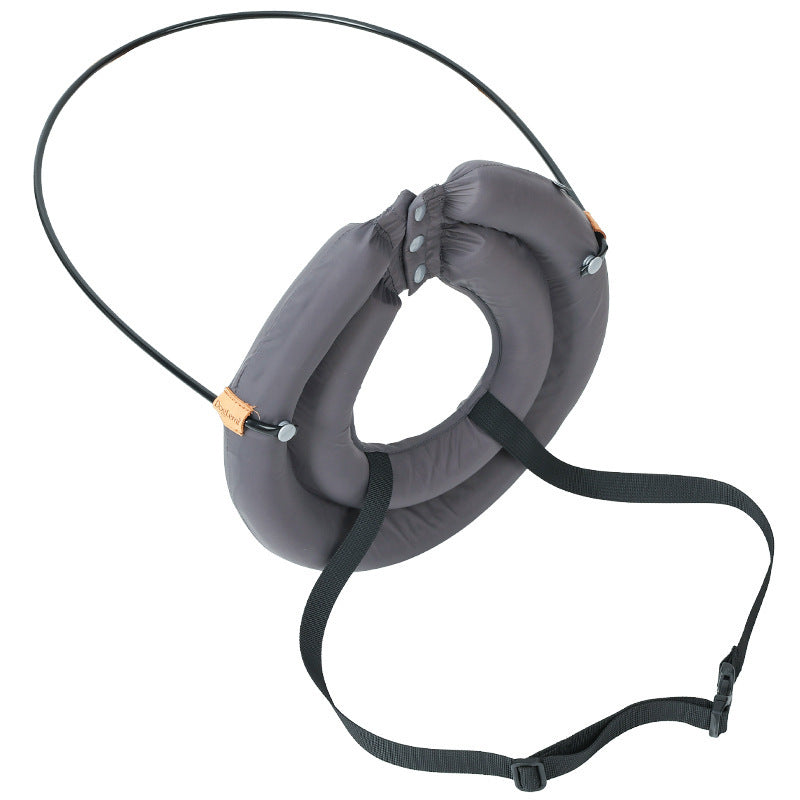 HKM-329491 Gray Monochrome Dog Anticollision Coil Ring Pet Collar - Casual Style, Polyester Rubber, Multiple Sizes Available