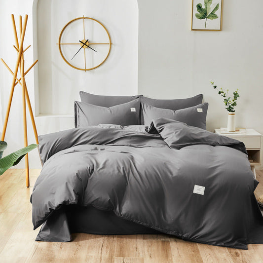 HKM-329555 Bedding Set with Duvet Cover, Flat Sheet, and Pillowcases in Multiple Sizes