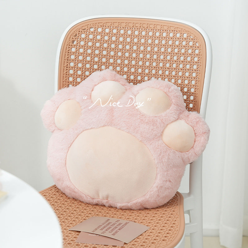 HKM-329747 Plush Cartoon Cat Claw Pillow Waist Cushion for Living Room - Pink & Grey