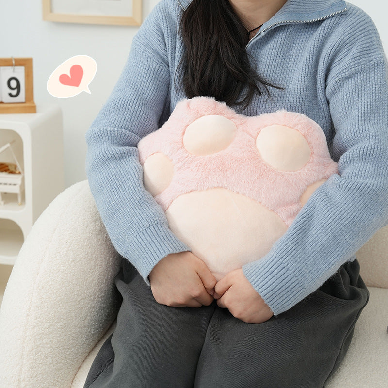 HKM-329747 Plush Cartoon Cat Claw Pillow Waist Cushion for Living Room - Pink & Grey