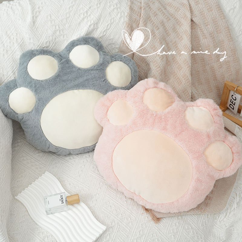 HKM-329747 Plush Cartoon Cat Claw Pillow Waist Cushion for Living Room - Pink & Grey
