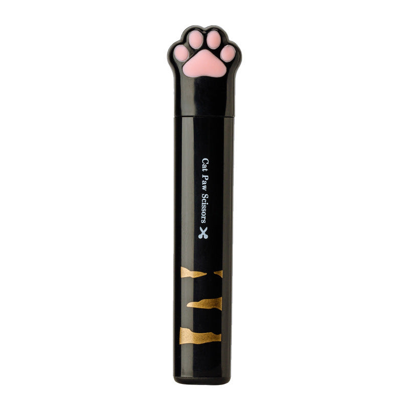 HKM-329811 Cute Cat Paw Mini Stainless Steel Folding Scissors - Portable Craft Safety Scissors in Pink, White, Black, and Blue