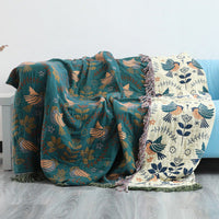 HKM-329939 Cotton All-Inclusive Sofa Cover in Spring Bird Design, Multiple Sizes Available