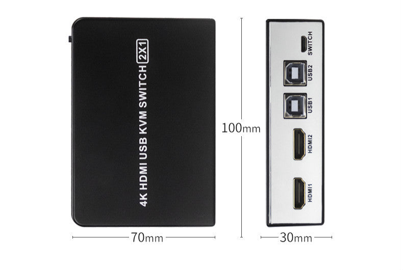 HKM-330131 4K HDMI Splitter with 2 Inputs and 1 Output, 4096x2160p Resolution, Compact Size 100x70x30mm