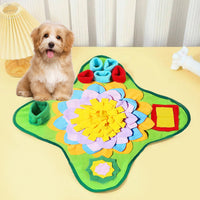 HKM-330259 Dog Sniffing Blanket Puzzle Mat for Training and Food Hiding - Colorful Plush Design