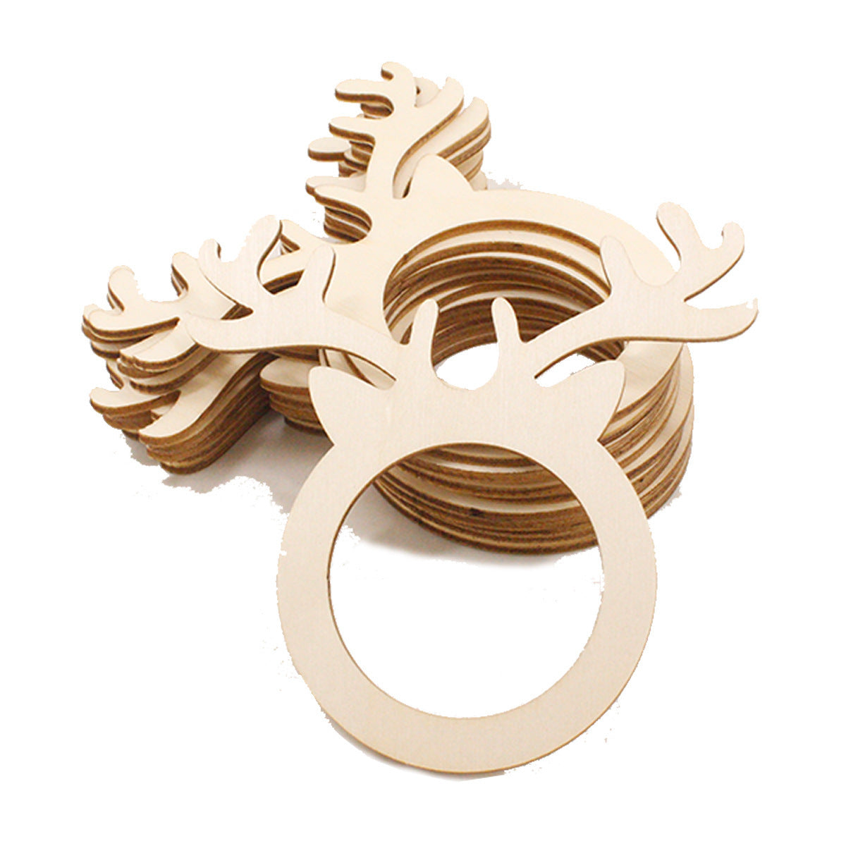 HKM-330387 Decorative Napkin Rings Set of 10, Poplar Plywood for Elegant Table Settings