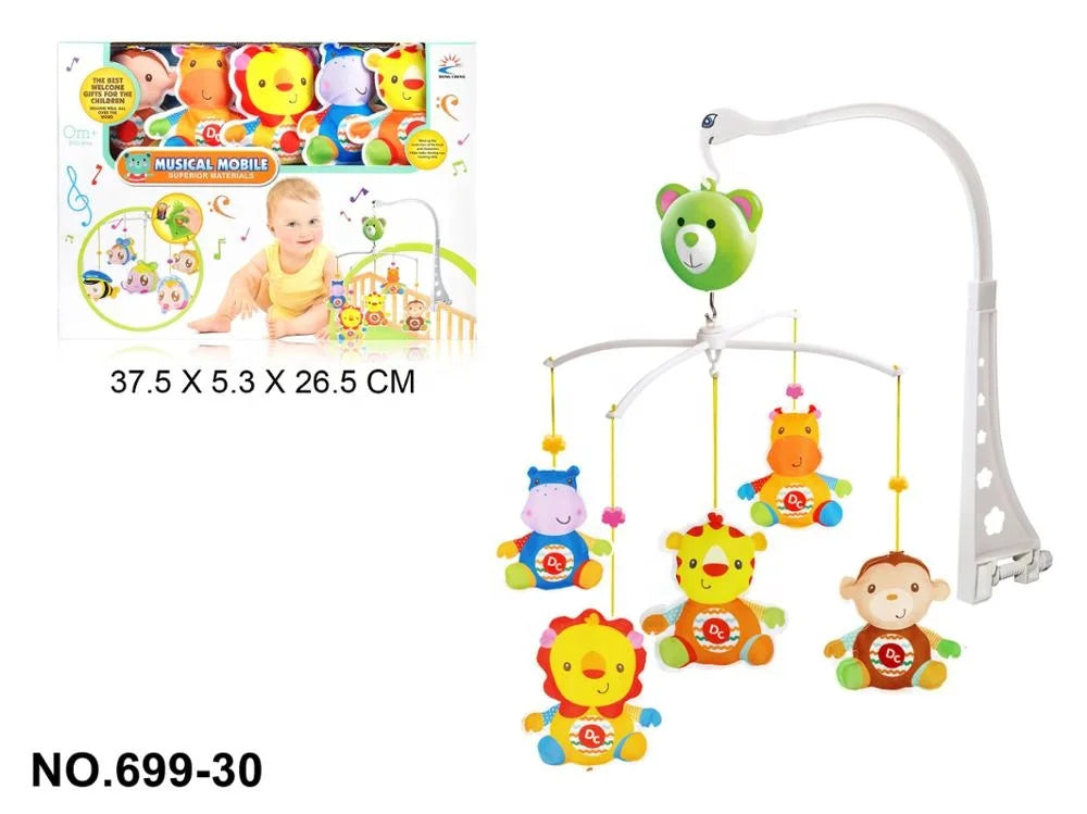 HKM-330579 Musical Cartoon Animal Hanging Baby Bed Bell Rattle Mobile for Infants 0-24 Months