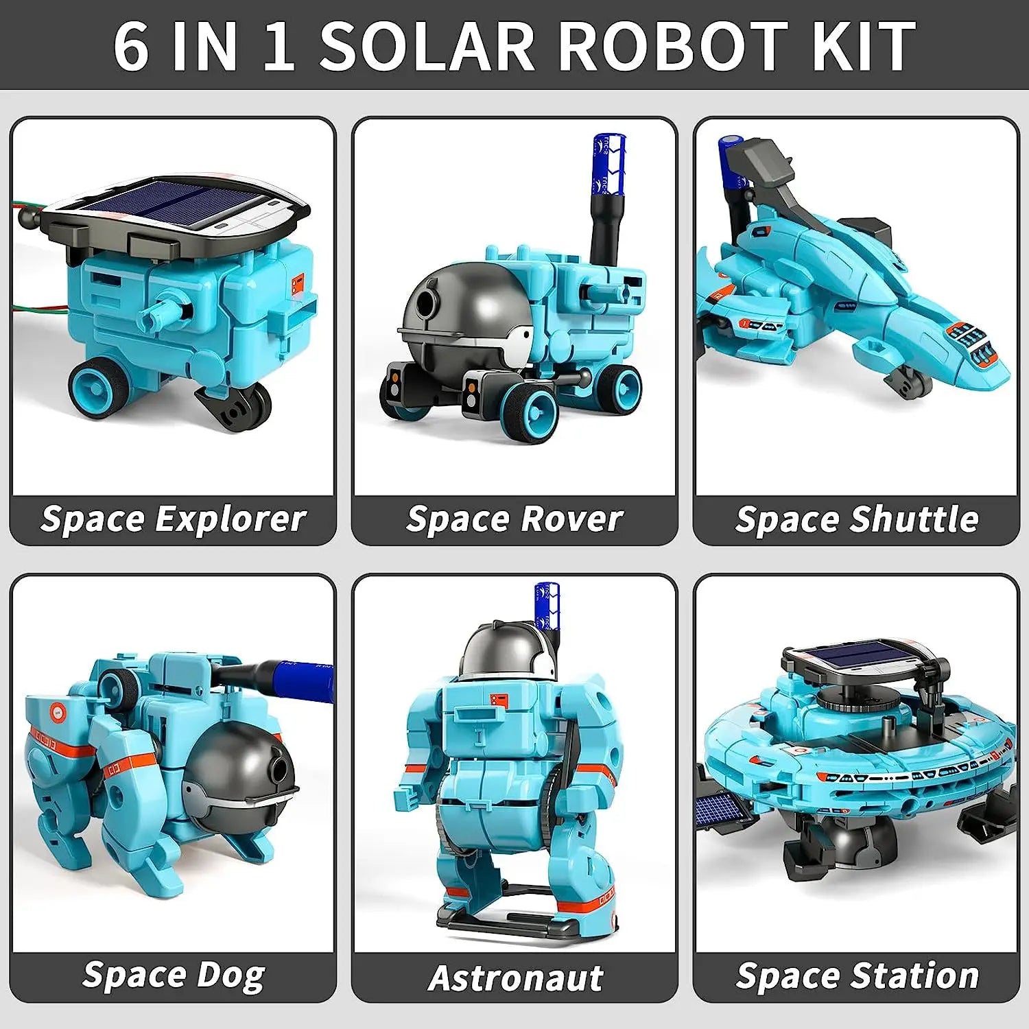 KTX-330771 6 in 1 Solar Power Construction Kit for Kids - Educational DIY Robot Building Set