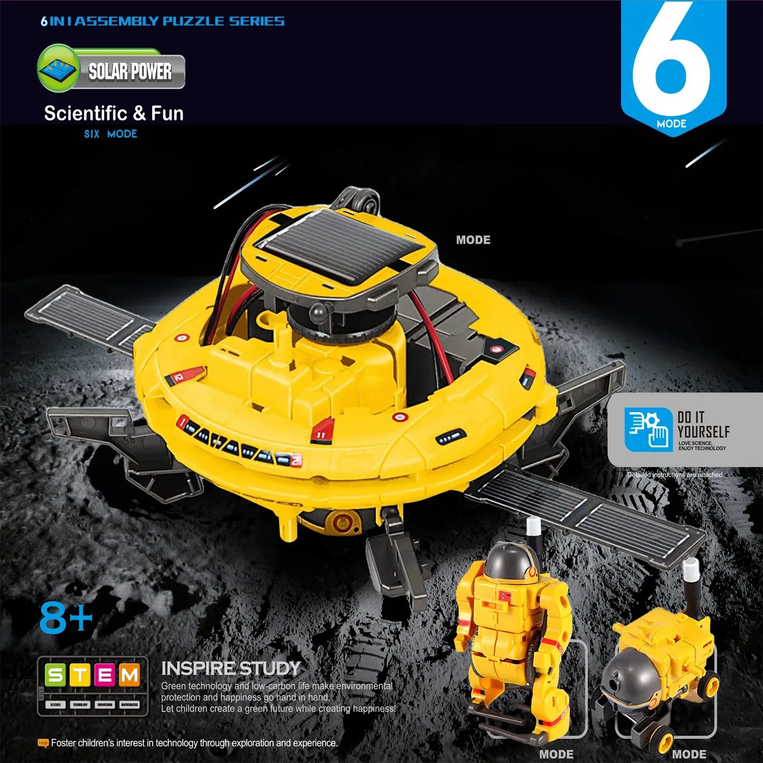 KTX-330771 6 in 1 Solar Power Construction Kit for Kids - Educational DIY Robot Building Set