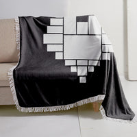 HKM-330771 Heart-Shaped Moon Double-Sided Flannel Blanket - Soft Polyester Fiber for All Seasons, Multiple Sizes Available