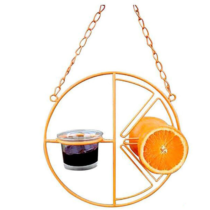 HKM-331027 Metal Oriole Bird Feeder with Orange Fruit Holder for Outdoor Garden and Hummingbirds