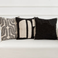 HKM-331219 Modern Black and White Geometric Tufted Embroidered Pillowcase, 50x50 cm