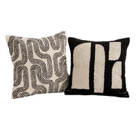 HKM-331219 Modern Black and White Geometric Tufted Embroidered Pillowcase, 50x50 cm
